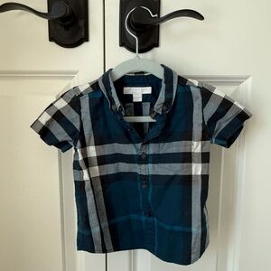 Burberry Baby Blue Plaid Button Down Shirt